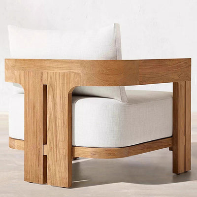 Contemporary Nordic Square Rectangular Teak Outdoor Sofa & Table Set For Outdoor Patio
