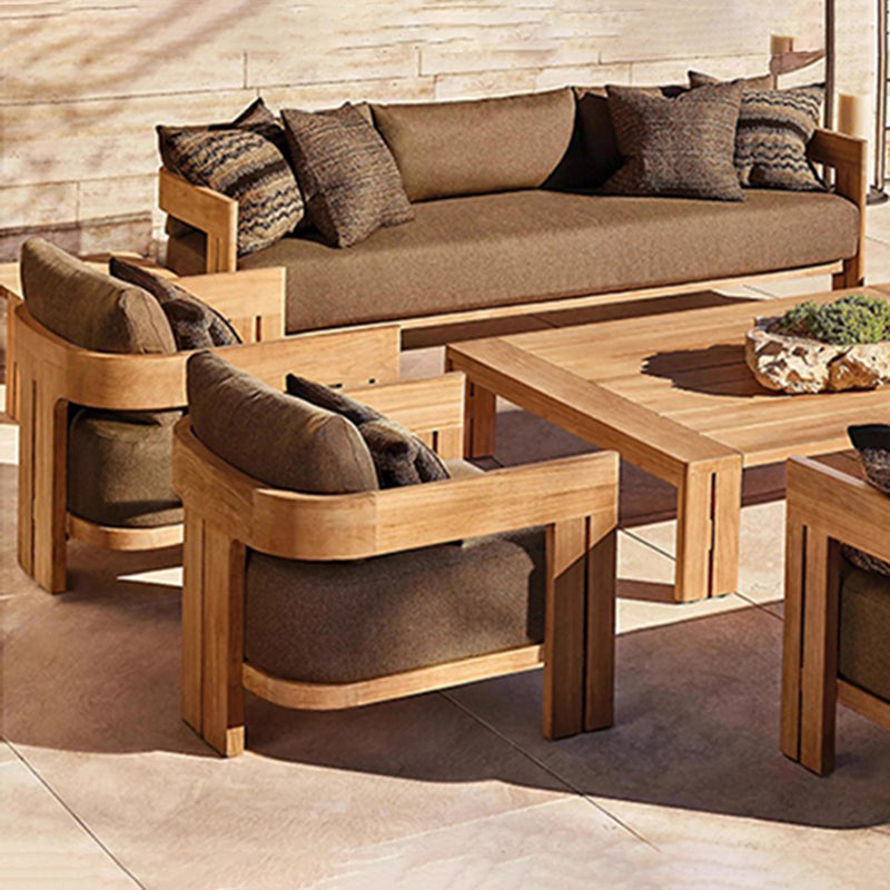 Contemporary Nordic Square Rectangular Teak Outdoor Sofa & Table Set For Outdoor Patio
