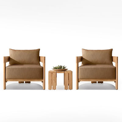 Contemporary Nordic Square Rectangular Teak Outdoor Sofa & Table Set For Outdoor Patio