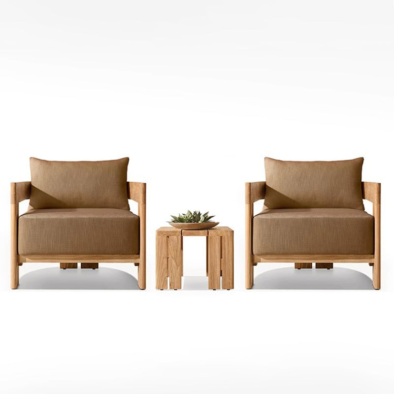 Contemporary Nordic Square Rectangular Teak Outdoor Sofa & Table Set For Outdoor Patio