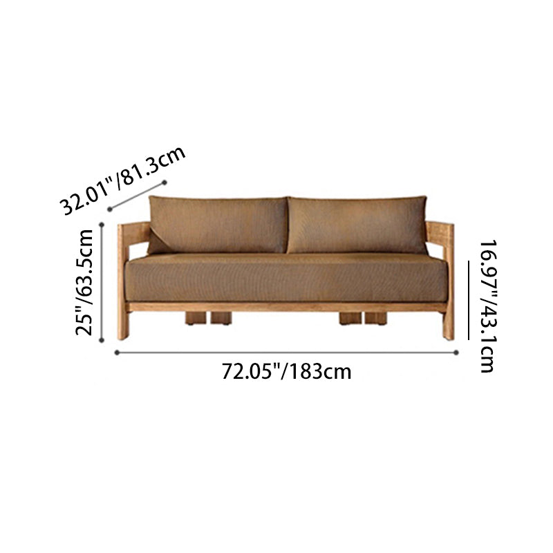 Contemporary Nordic Square Rectangular Teak Outdoor Sofa & Table Set For Outdoor Patio