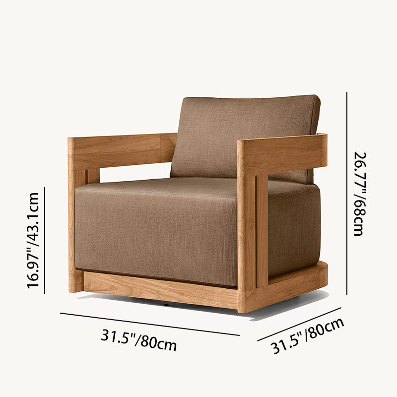 Contemporary Nordic Square Rectangular Teak Outdoor Sofa & Table Set For Outdoor Patio