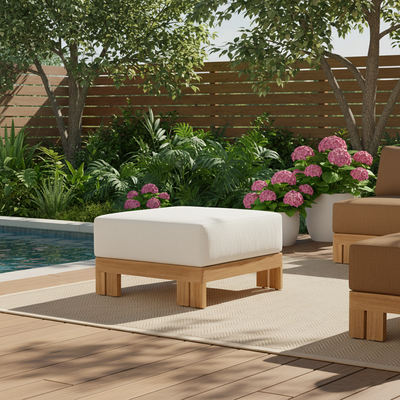 Contemporary Nordic Square Rectangular Teak Outdoor Sofa & Table Set For Outdoor Patio