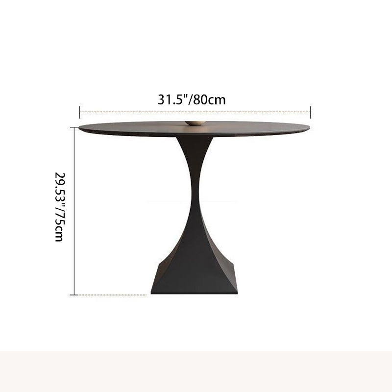 Modern Minimalist Round Rock Slab Carbon Steel Dining Table for 2-8 Seats