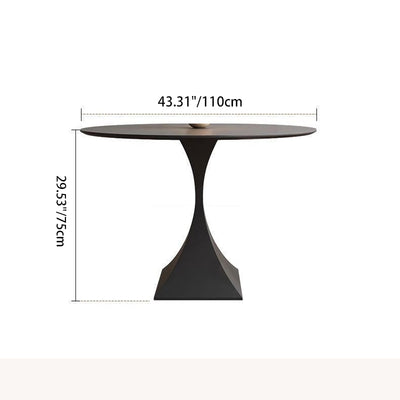 Modern Minimalist Round Rock Slab Carbon Steel Dining Table for 2-8 Seats