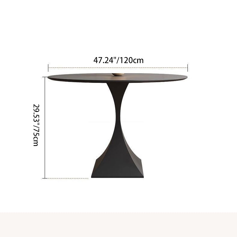 Modern Minimalist Round Rock Slab Carbon Steel Dining Table for 2-8 Seats