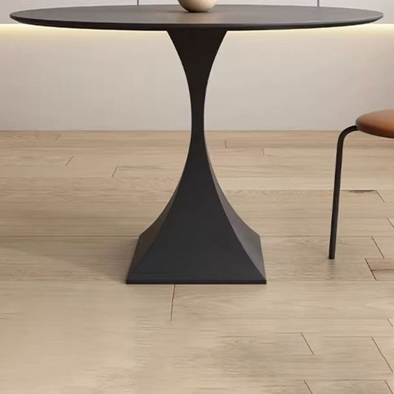 Modern Minimalist Round Rock Slab Carbon Steel Dining Table for 2-8 Seats