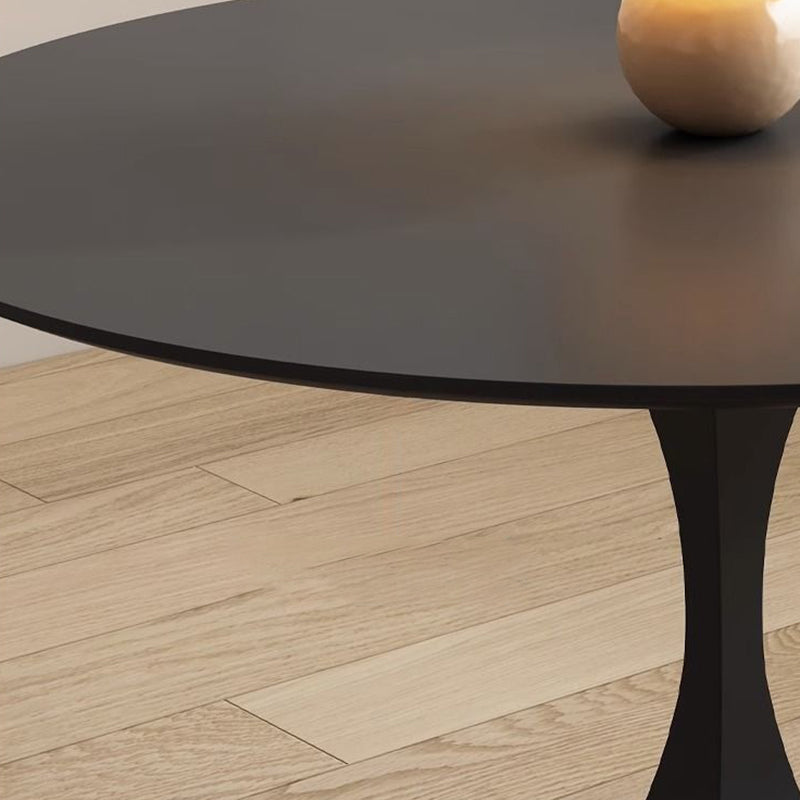 Modern Minimalist Round Rock Slab Carbon Steel Dining Table for 2-8 Seats
