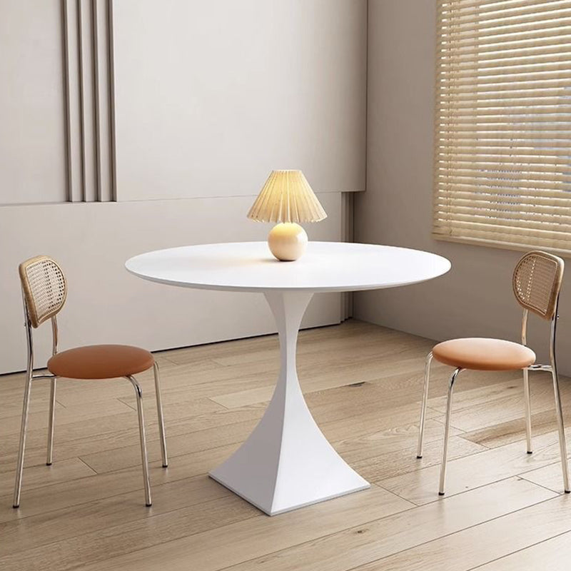 Modern Minimalist Round Rock Slab Carbon Steel Dining Table for 2-8 Seats