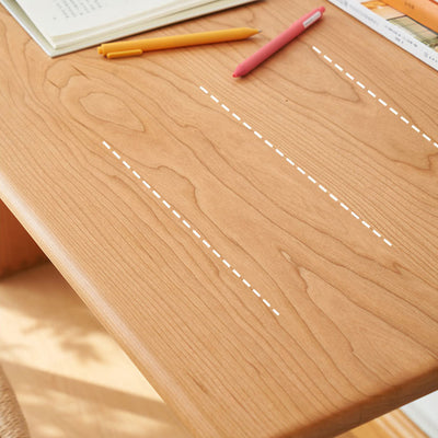 Contemporary Nordic Rectangular Cherry Wood Solid Wood Plywood Desks 1/2-Drawers For Home Office