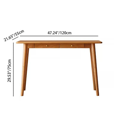 Contemporary Nordic Rectangular Cherry Wood Solid Wood Plywood Desks 1/2-Drawers For Home Office