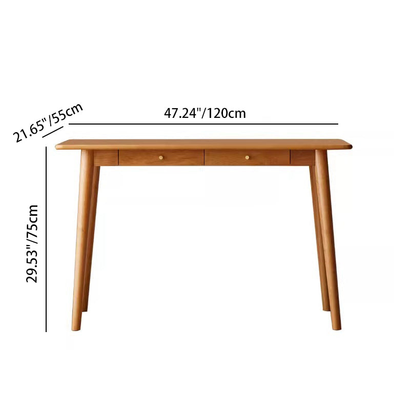 Contemporary Nordic Rectangular Cherry Wood Solid Wood Plywood Desks 1/2-Drawers For Home Office