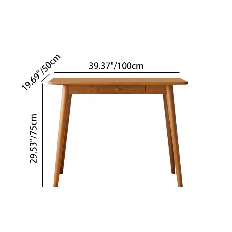 Contemporary Nordic Rectangular Cherry Wood Solid Wood Plywood Desks 1/2-Drawers For Home Office