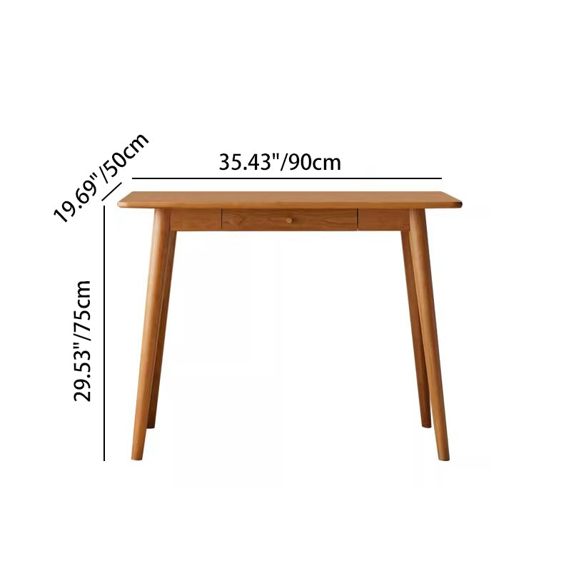 Contemporary Nordic Rectangular Cherry Wood Solid Wood Plywood Desks 1/2-Drawers For Home Office