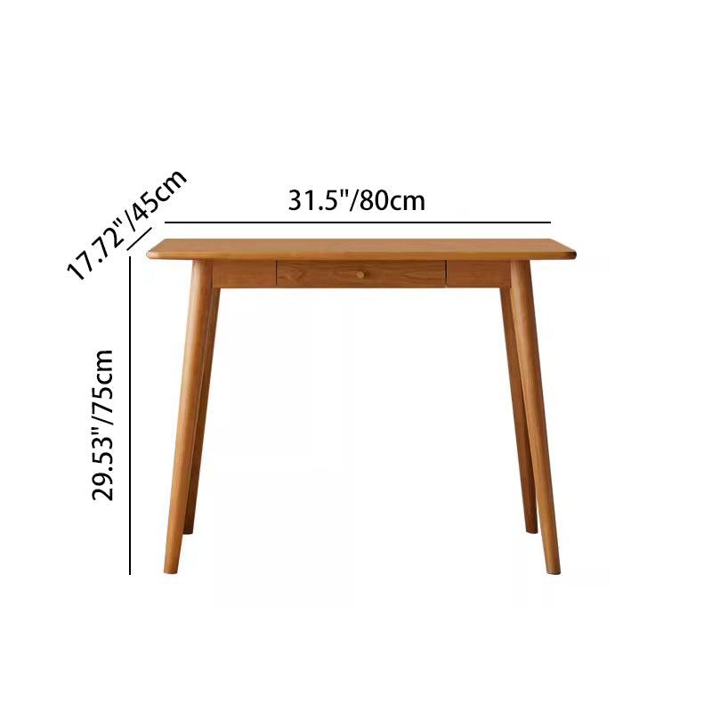 Contemporary Nordic Rectangular Cherry Wood Solid Wood Plywood Desks 1/2-Drawers For Home Office