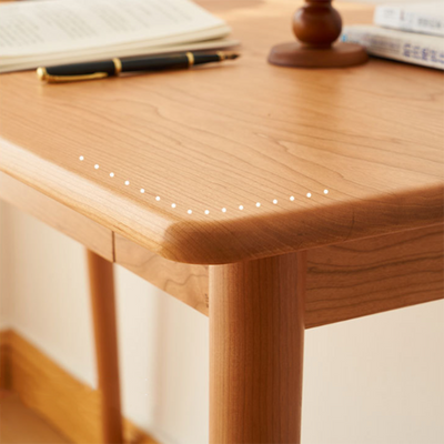 Contemporary Nordic Rectangular Cherry Wood Solid Wood Plywood Desks 1/2-Drawers For Home Office