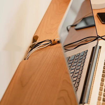 Contemporary Nordic Rectangular Cherry Wood Solid Wood Plywood Desks 2-Drawers For Home Office
