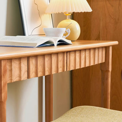 Contemporary Nordic Rectangular Cherry Wood Solid Wood Plywood Desks 2-Drawers For Home Office
