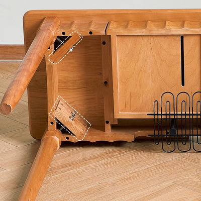 Contemporary Nordic Rectangular Cherry Wood Solid Wood Plywood Desks 2-Drawers For Home Office