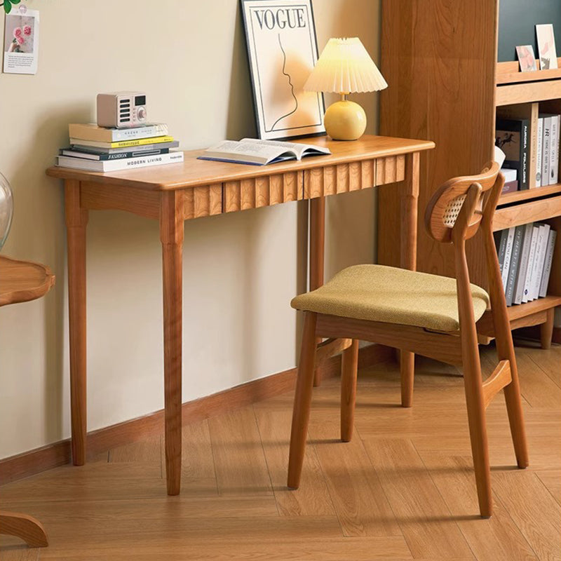 Contemporary Nordic Rectangular Cherry Wood Solid Wood Plywood Desks 2-Drawers For Home Office