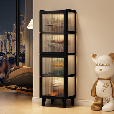 Contemporary Nordic Moso Bamboo Acrylic Rectangular Storage Cabinet 2/3/4-Cabinet For Living Room