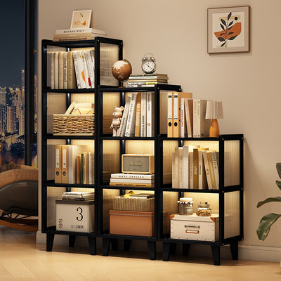 Contemporary Nordic Moso Bamboo Acrylic Rectangular Storage Cabinet 2/3/4-Cabinet For Living Room