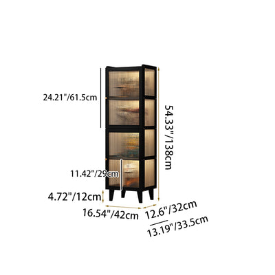 Contemporary Nordic Moso Bamboo Acrylic Rectangular Storage Cabinet 2/3/4-Cabinet For Living Room