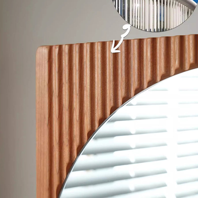 Contemporary Nordic Rectangular Cherry Wood Glass Acrylic Solid Wood Plywood Stainless Steel Full-Length Mirror Bookshelf 4-Tier For Bedroom