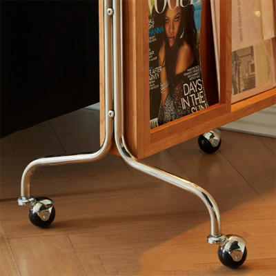 Contemporary Nordic Rectangular Cherry Wood Glass Acrylic Solid Wood Plywood Stainless Steel Full-Length Mirror Bookshelf 4-Tier For Bedroom