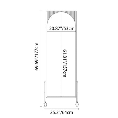 Contemporary Nordic Rectangular Cherry Wood Glass Acrylic Solid Wood Plywood Stainless Steel Full-Length Mirror Bookshelf 4-Tier For Bedroom