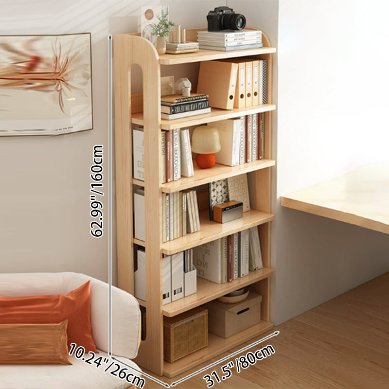 Modern Minimalist Square Rectangular Pine Wood Bookshelf 4/5/6-Tier For Living Room