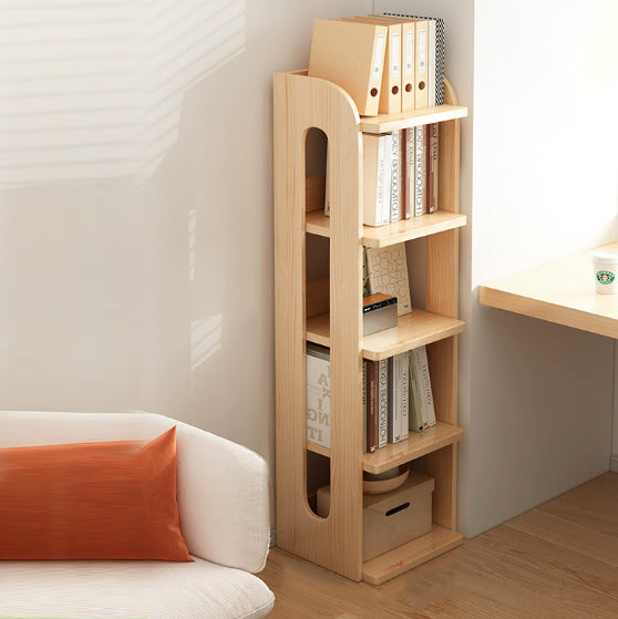 Modern Minimalist Square Rectangular Pine Wood Bookshelf 4/5/6-Tier For Living Room