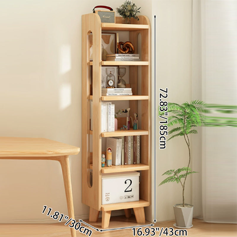 Modern Minimalist Square Rectangular Pine Wood Bookshelf 4/5/6-Tier For Living Room