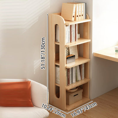 Modern Minimalist Square Rectangular Pine Wood Bookshelf 4/5/6-Tier For Living Room