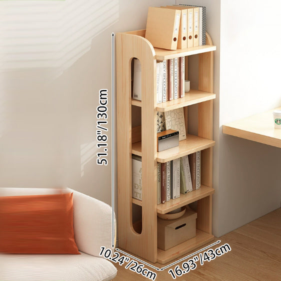 Modern Minimalist Square Rectangular Pine Wood Bookshelf 4/5/6-Tier For Living Room