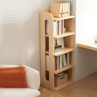 Modern Minimalist Square Rectangular Pine Wood Bookshelf 4/5/6-Tier For Living Room