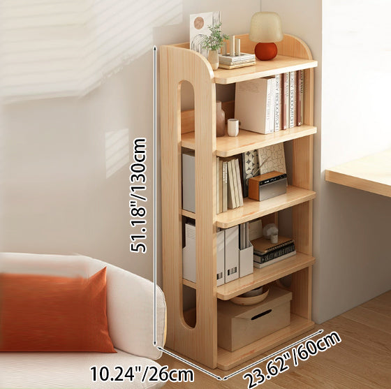 Modern Minimalist Square Rectangular Pine Wood Bookshelf 4/5/6-Tier For Living Room
