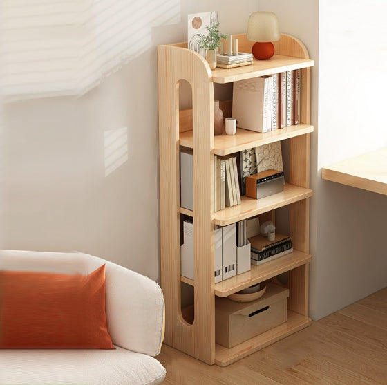 Modern Minimalist Square Rectangular Pine Wood Bookshelf 4/5/6-Tier For Living Room