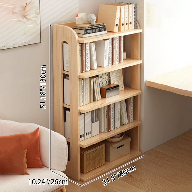 Modern Minimalist Square Rectangular Pine Wood Bookshelf 4/5/6-Tier For Living Room