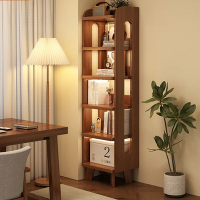 Modern Minimalist Square Rectangular Pine Wood Bookshelf 4/5/6-Tier For Living Room