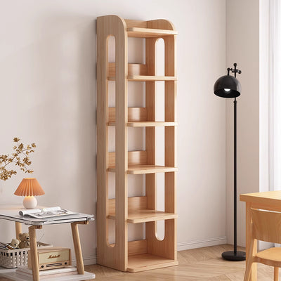 Modern Minimalist Square Rectangular Pine Wood Bookshelf 4/5/6-Tier For Living Room