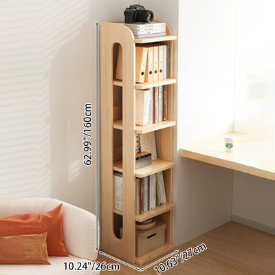 Modern Minimalist Square Rectangular Pine Wood Bookshelf 4/5/6-Tier For Living Room