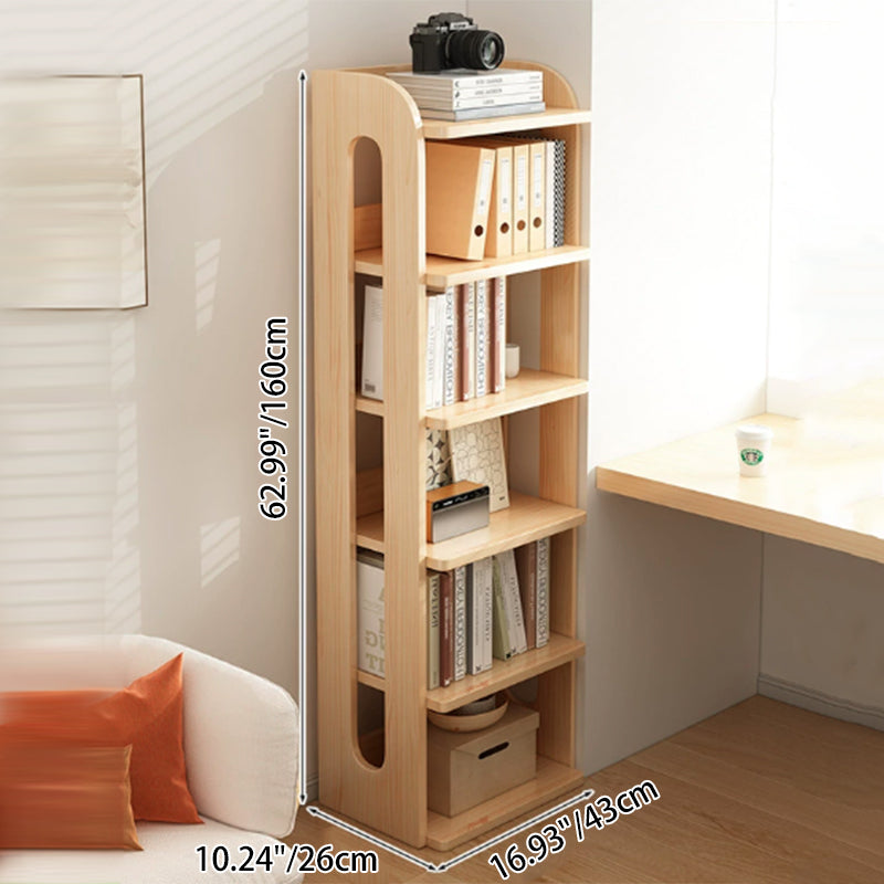 Modern Minimalist Square Rectangular Pine Wood Bookshelf 4/5/6-Tier For Living Room