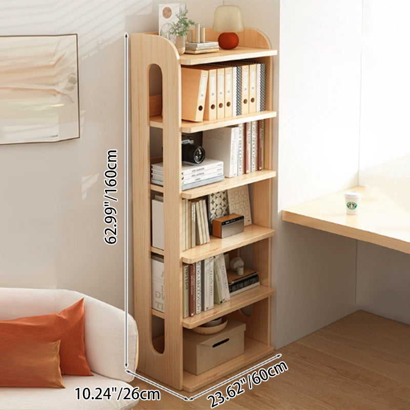 Modern Minimalist Square Rectangular Pine Wood Bookshelf 4/5/6-Tier For Living Room