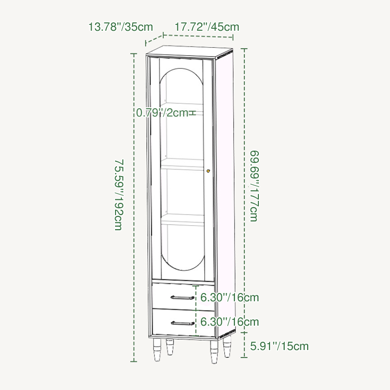 Contemporary Nordic Square Rectangular Cherry Wood Storage Cabinet 4-Tier 2-Drawer For Living Room