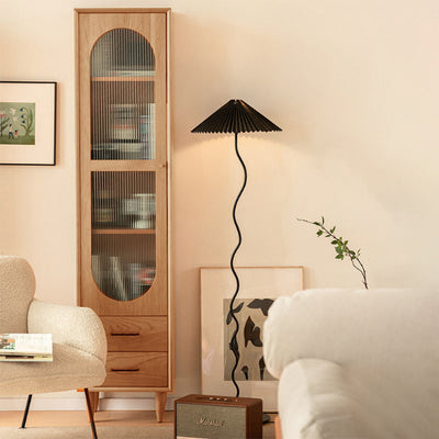 Contemporary Nordic Square Rectangular Cherry Wood Storage Cabinet 4-Tier 2-Drawer For Living Room