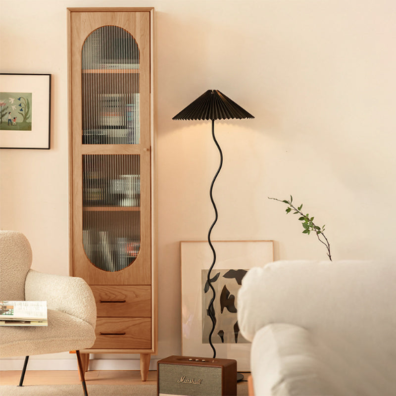 Contemporary Nordic Square Rectangular Cherry Wood Storage Cabinet 4-Tier 2-Drawer For Living Room