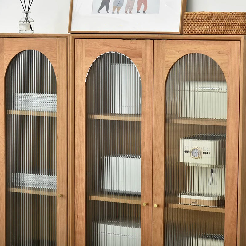 Contemporary Nordic Square Rectangular Cherry Wood Storage Cabinet 4-Tier 2-Drawer For Living Room