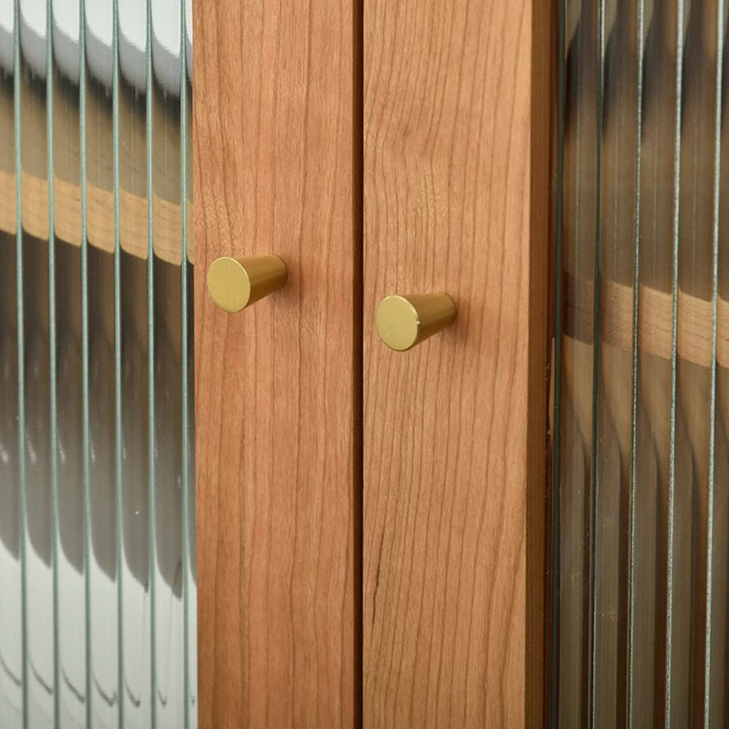 Contemporary Nordic Square Rectangular Cherry Wood Storage Cabinet 4-Tier 2-Drawer For Living Room