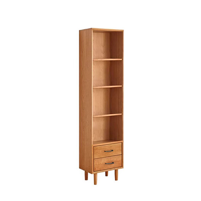 Contemporary Nordic Square Rectangular Cherry Wood Storage Cabinet 4-Tier 2-Drawer For Living Room